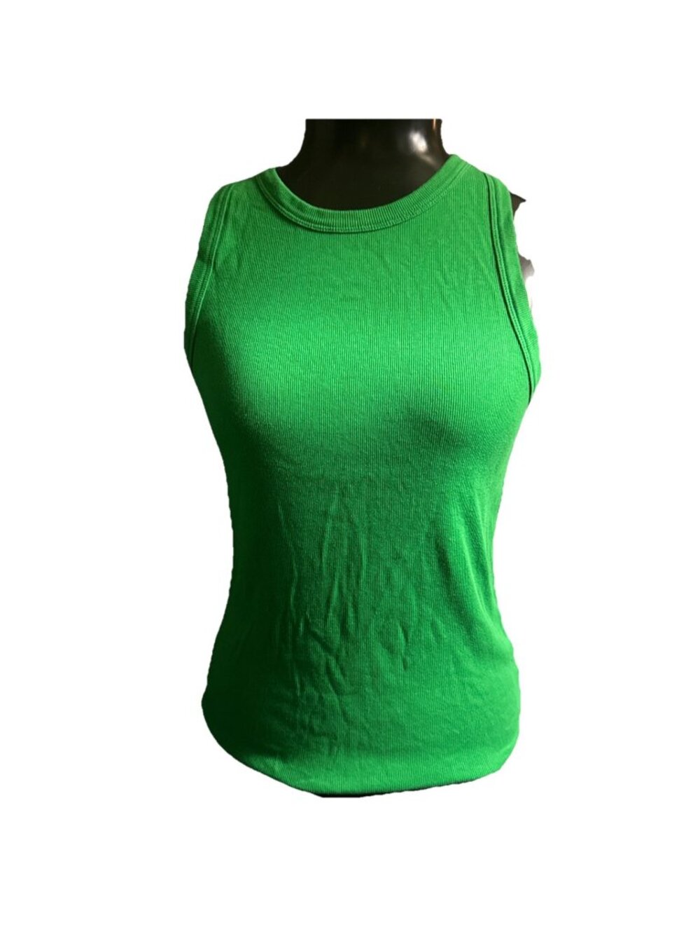 A New Day tank top Womens size XL Bright Green Ribbed Sleeveless Shirt